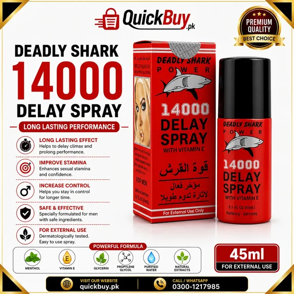 Deadly Shark 14000 Delay Spray for Men 45ml – Last 40-45 Min, No Side Effects